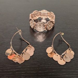 Rose Gold Earring and Bracelet Set